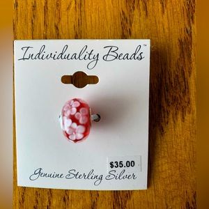 NEW NWT Kohls Individuality Bracelet Bead Genuine Sterling Silver. Pink flower